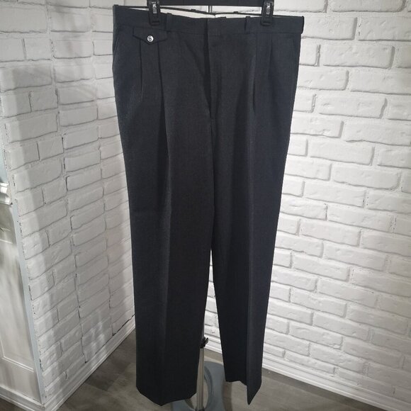 Cricketeer Elite Men's 100% Wool Made in Canada Charcoal Pleated Front Pants - Picture 1 of 11